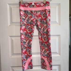 Lululemon Run Inspire Crop II All Luxtreme Flowabunga Pink Leggings Size 4